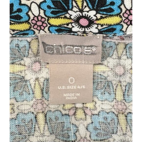 Chico's Women’s Duster Kimono Coverup Floral Medallion 100% Linen Size 0 (Small) - Picture 5 of 6